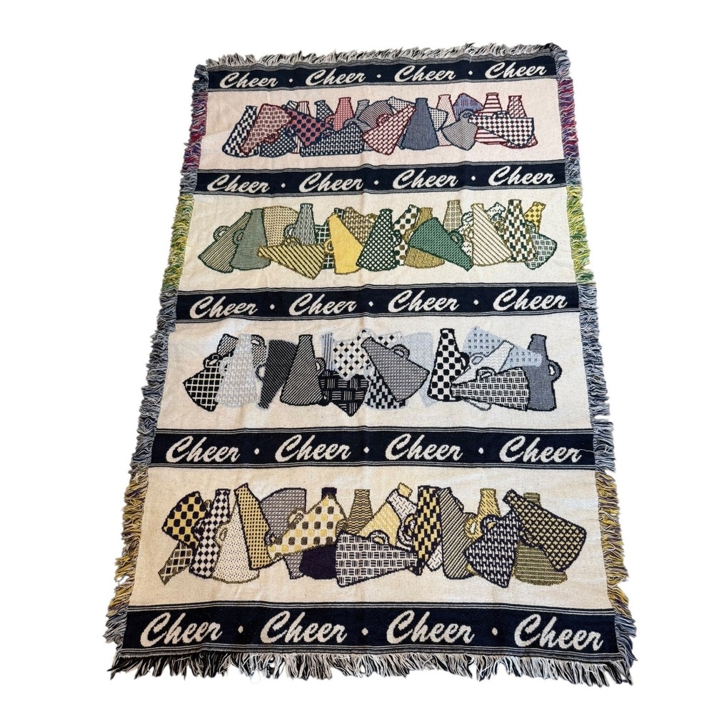 Cheerleader Throw Blanket Vintage Megaphone Sports Decor Home Accent cottagefore